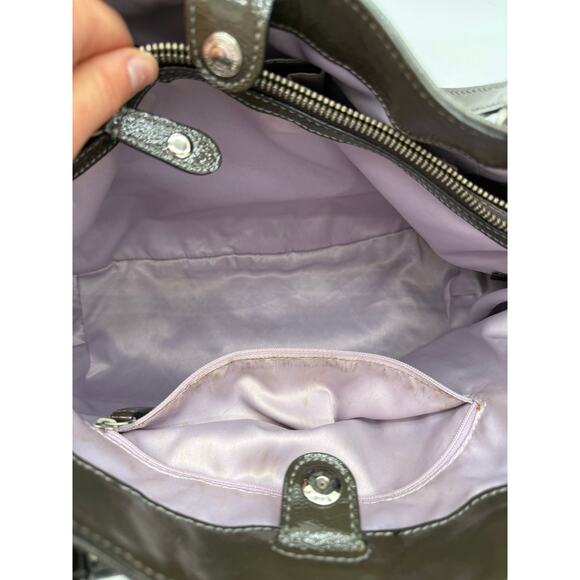 Coach Alexandra Large Dark Gray Patent Leather Hobo Tote Bag - Picture 10 of 10